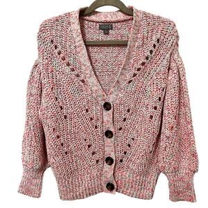 Cupcake‎ Sweater Pink Oversized Medium Cropped Button Down
